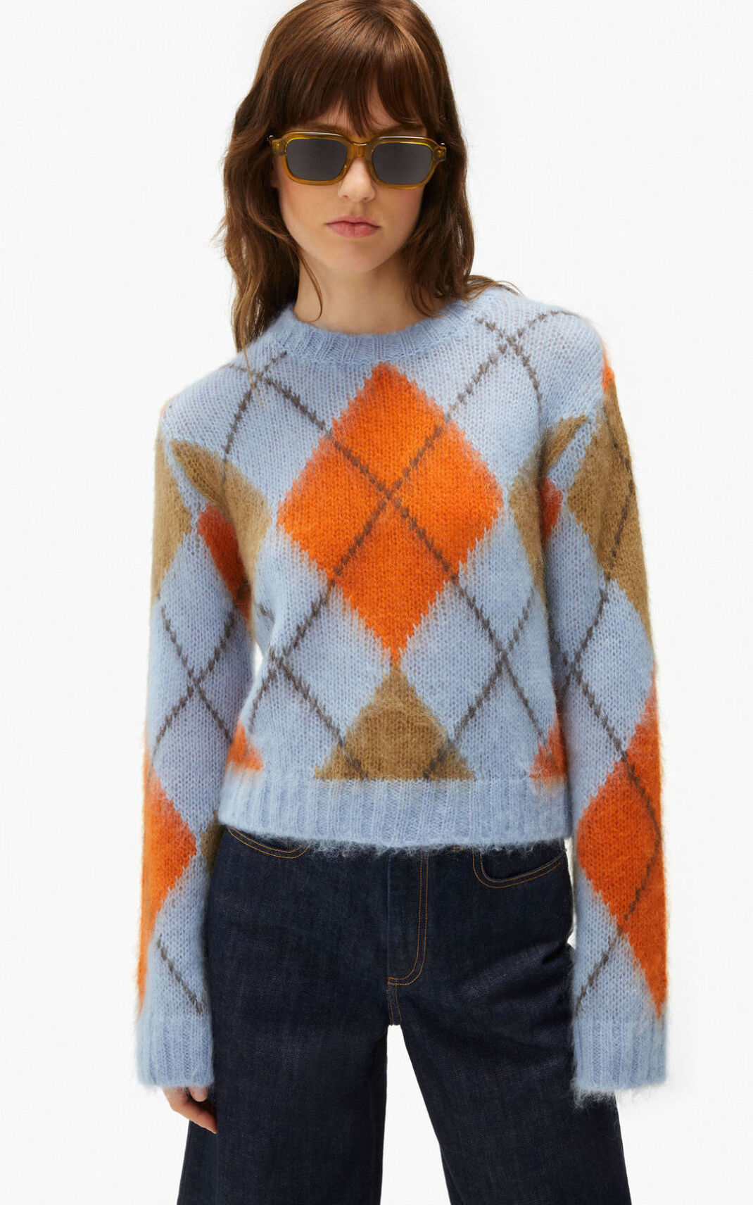 Kenzo Argyle wool Jumper Orange For Womens 5713APEWT
